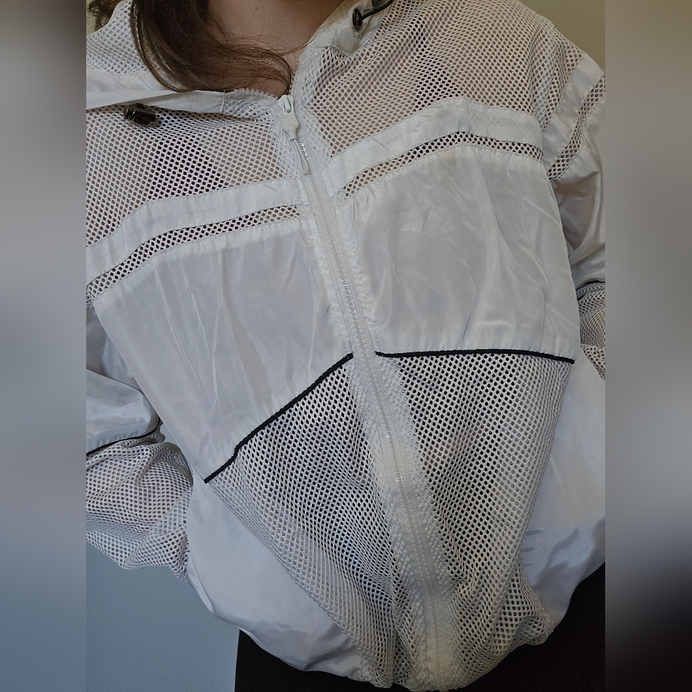 White mesh jacket zip up